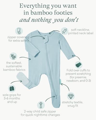 PurComfy Bamboo Viscose Baby Zipper Footie Pajamas, 0-3-6-9-18-24 Months | Ideal - Image 3