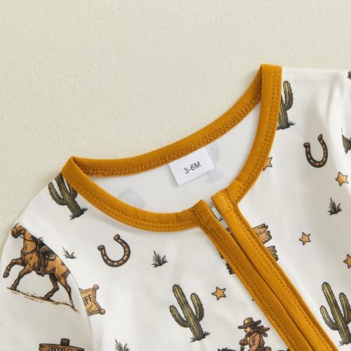 Western Baby Cowboy Clothes Neutral Zipped Fall Romper Outfit - Image 6