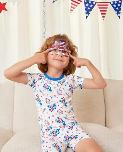 babee Reshinee Bamboo Viscose Toddler Boys Pajamas Set, Short Sleeve Kids - Image 4