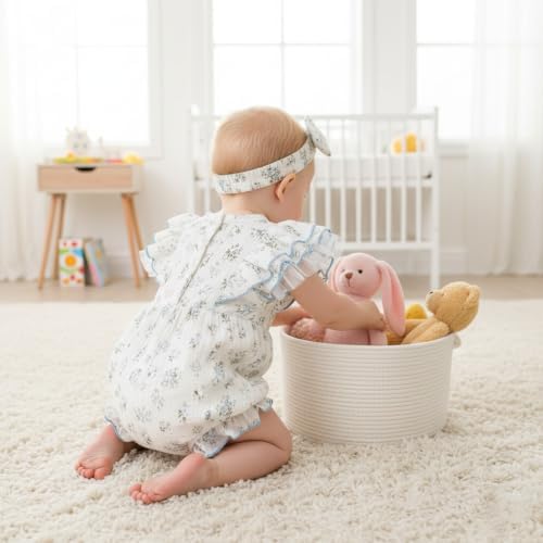 TITKKOP Ruffle Bubble Romper for Baby Girl | One-Piece Shorts Jumpsuit | Summer - Image 7