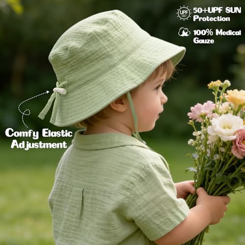 Baby Sun Hat Infant Toddler Summer Cotton Yarn Beach Bucket Hat - Image 6