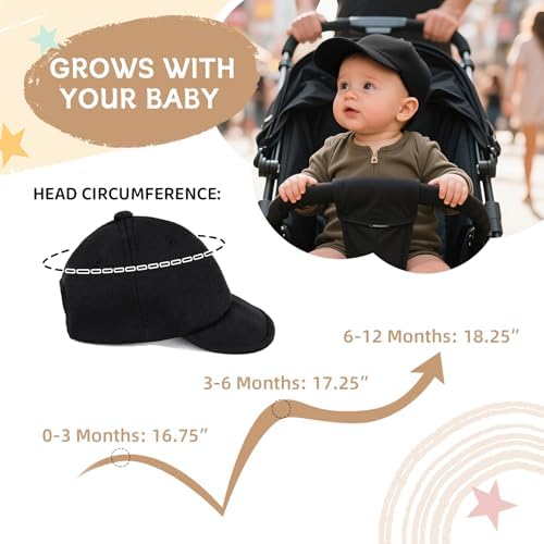 Durio Baby Baseball Cap UPF 50+ Infant Sun Hat Elastic Back 0-12 Months - Image 7