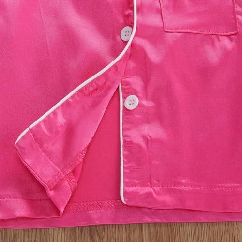 Kids Baby Girl Boy Satin Pajamas Set Button Down Sleep Shirt Top+Long Pants - Image 6