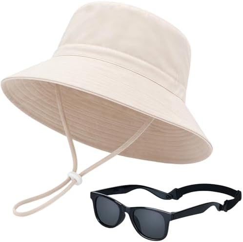 Toddler Baby Sun Hat and Polarized Sunglasses Set by KMOLY