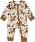 Western Baby Cowboy Clothes Neutral Zipped Fall Romper Outfit by SAYOO-Alljustforkids