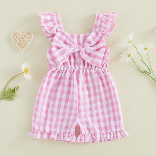 Little Girl Romper Toddler Overalls Summer Bow Jumpsuit Boho Outfit 6M-5T - Image 4