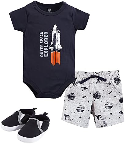 Hudson Baby Unisex Baby Cotton Bodysuit, Shorts and Shoe Set by HudsonBaby
