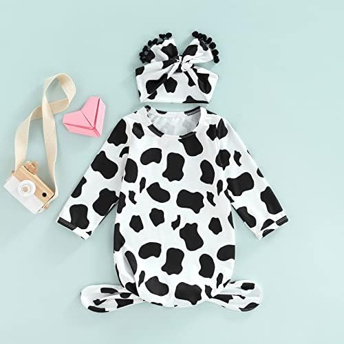 Newborn Baby Girl Floral Sleep Gown Headband Sleepwear Outfit - Image 2