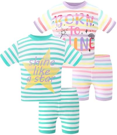 DAUGHTER QUEEN Girls Summer Pajamas Set 4 Pieces 100% Cotton Sleepwear Size 18 by DAUGHTERQUEEN