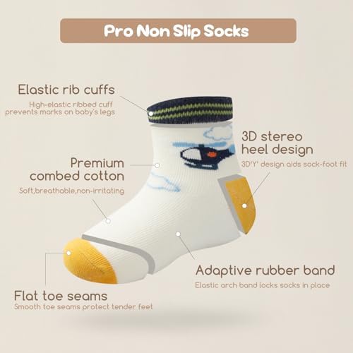 Aroveea Toddler Socks Non Slip Grip Ankle Baby 12 Pack - Image 5