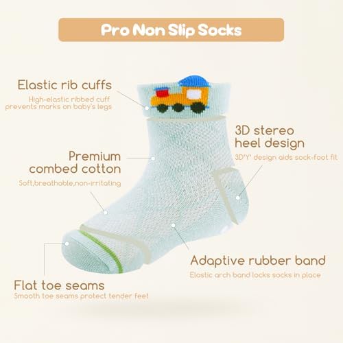Aroveea Toddler Socks Non Slip Grip Ankle Baby 12 Pack - Image 6