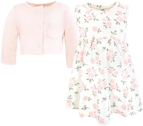 Hudson Baby Infant and Toddler Girls Cotton Dress and Cardigan Set - Image 3