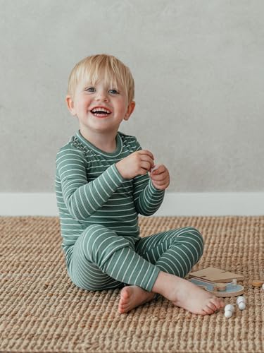 AVAUMA Stripe Pattern Baby Boys Girls Pajama Set Kids Toddler Snug fit Ribbed - Image 5