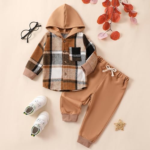 Infant Baby Boy Fall Winter Clothes Outfit Hooded Long Sweatshirt Pant Set - Image 2