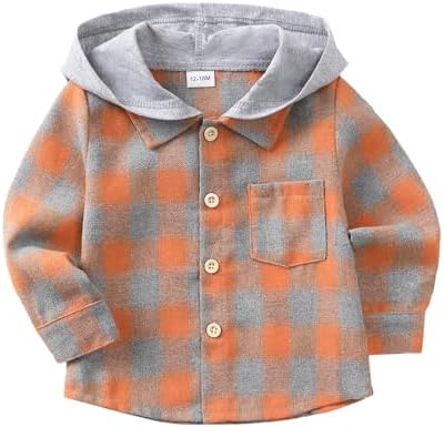 Toddler Baby Boy Long Sleeve Shirt Flannel Buffalo Plaid Shirts Button Down by KimiBear