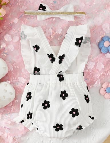 Fullfamous Baby Girl Ruffled Jumpsuit and Headband Set - Image 3
