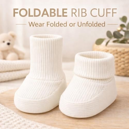 CEOBABY Baby Booties 0–3 Months, Newborn Shoes, Soft Cotton Infant Bootie Socks - Image 7