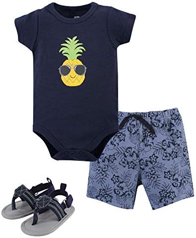 Hudson Baby Unisex Baby Cotton Bodysuit, Shorts and Shoe Set by HudsonBaby