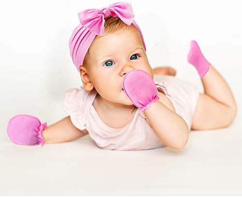 Geyoga 18 Pieces Baby Headband Newborn Socks and Mittens Set Elastic Baby - Image 6