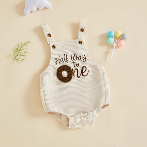 Honganda Baby Boy 1/2 Birthday Outfit Half Way to One Cake Smash Romper - Image 3