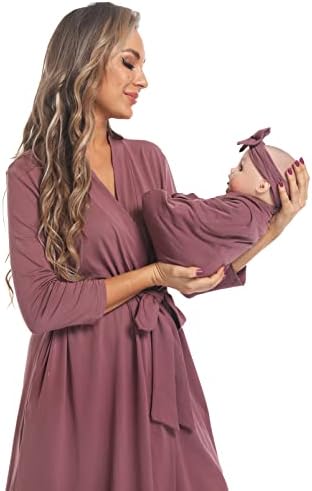 Maternity Robe with Matching Swaddle Blanket Set, Maternity Barhrobe Delivery - Image 6