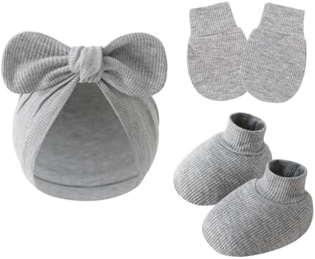 3piece Newborn Hats Mittens Socks Set Baby Boy Cotton Beanies Infant Hospital - Image 5