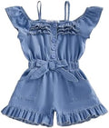 Baby Girl Denim Outfit Button Romper Jean Jumpsuit Shorts Overalls Toddler by Emmababy