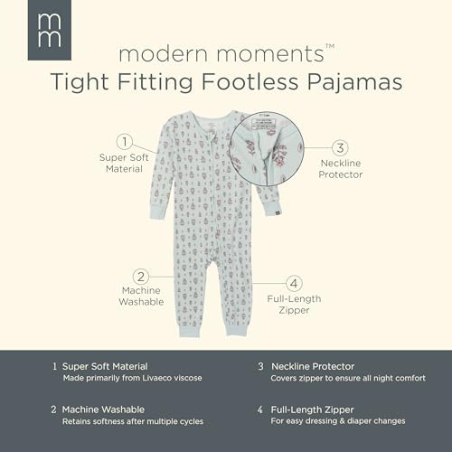 Modern Moments by Gerber Baby Boys & Girls Hacci Footless Pajamas - Image 6