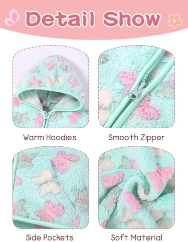 Toddler Baby Girl Fleece Jackets Fall Clothes Hooded Zip Fuzzy Coats - Image 6