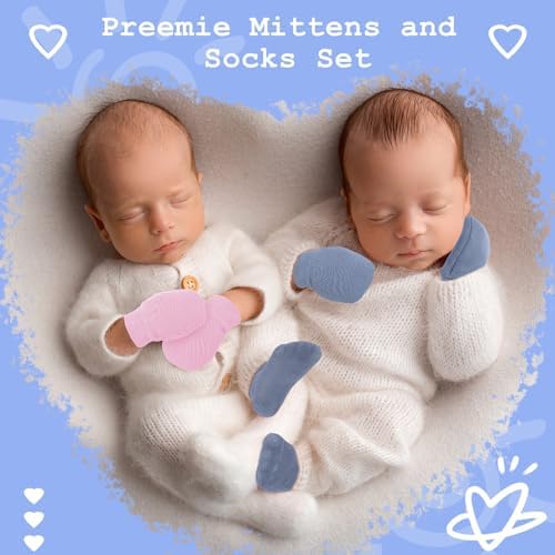 6 Pack Preemie Mittens and Socks Set Newborn Baby Mittens Socks - Image 6