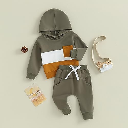 Infant Baby Boy Fall Winter Clothes Outfit Hooded Long Sweatshirt Pant Set - Image 3