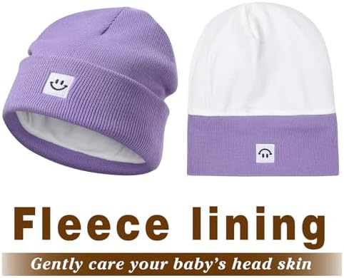 MaxNova 2 Pack Baby Beanie Fleece Lined Knit Toddler Hat - Image 6