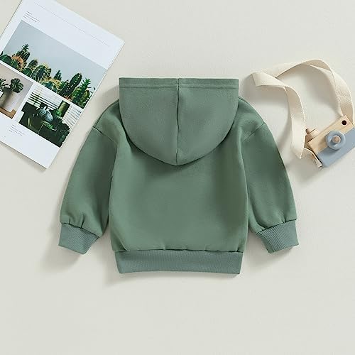 Toddler Baby Boy Girl Hoodies Solid Color Long Sleeve Kangaroo Pocket Hooded - Image 3