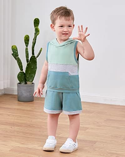 SANMIO Toddler Boy Clothes Summer Outfits Hoodie Tank Tops and Shorts Set - Image 2