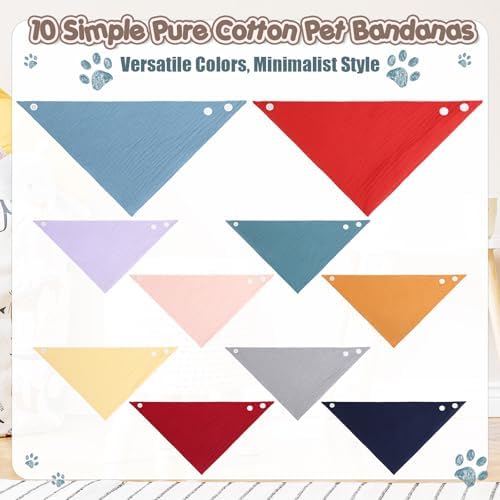 10 Pcs Muslin Cotton Triangle Dog Bandanas Reversible Pet Bibs Scarf Dog Scarves - Image 4