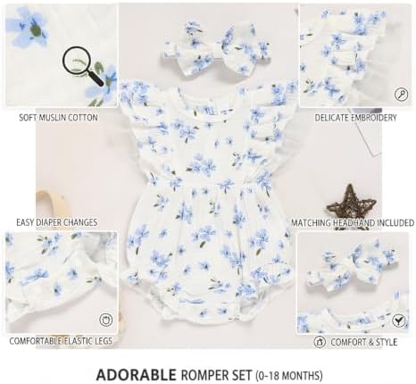 TITKKOP Ruffle Bubble Romper for Baby Girl | One-Piece Shorts Jumpsuit | Summer - Image 5