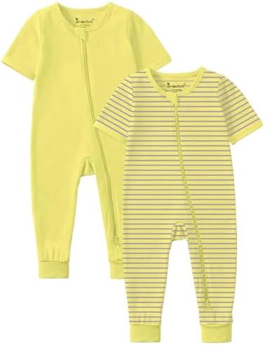 Jimonda Baby Romper Short Sleeve Cotton Pajamas 2-Way Zipper by JimondaBaby