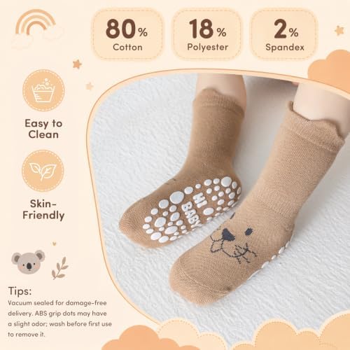 Toddler Grip Socks, 5 Pairs, Cotton Crew - Image 5