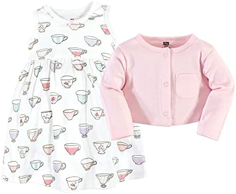 Hudson Baby Infant and Toddler Girls Cotton Dress and Cardigan Set - Image 3