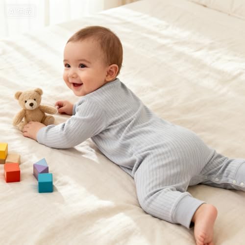 Baby Romper Long Sleeve Pure Cotton Unisex One Piece Jumpsuit, Newborn Clothes - Image 4