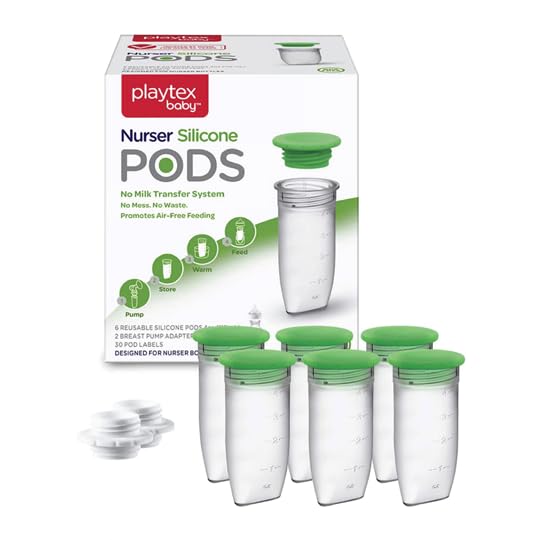Playtex Baby Nurser Reusable Silicone PODS, 4 Oz (6 Count), Anti-Colic, Gas Reduction, Connects to Breast Pump, Freezer Friendly, Feeding Essentials for Newborn and Breastfeeding Babies