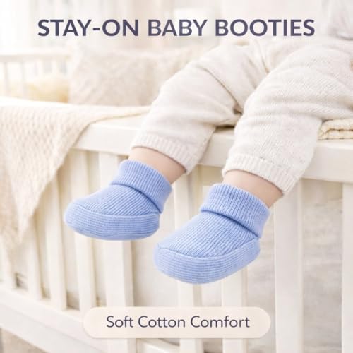 CEOBABY Baby Booties 0–3 Months, Newborn Shoes, Soft Cotton Infant Bootie Socks - Image 6