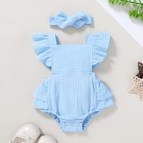 YOUNGER TREE Toddler Baby Girl Ruffled Sleeveless Romper Casual Summer Jumpsuit - Image 2