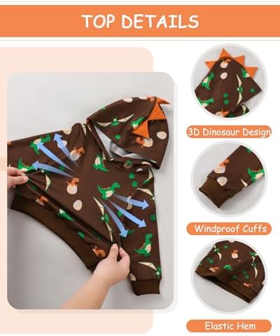 Toddler Baby Boy Clothes Dinosaur Hoodie+Pant 2Pcs Outfit Set 9M-5T - Image 2
