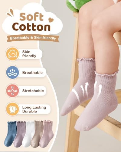 Toddler Girl Ruffle Socks Baby Girls Knee High Socks - Image 3