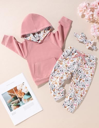 oklady Baby Girl Clothes, Hoodie Tops Floral Pant - Image 2