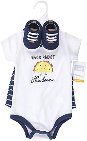 Hudson Baby Unisex Baby Cotton Bodysuit, Shorts and Shoe Set - Image 2