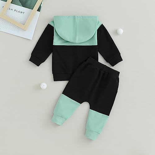 Infant Baby Boy Fall Winter Clothes Outfit Hooded Long Sweatshirt Pant Set - Image 4
