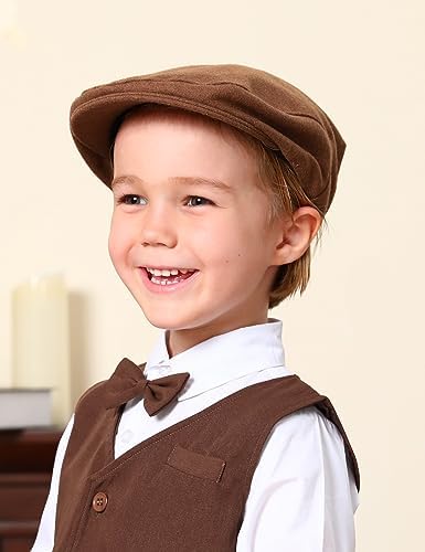 A&J DESIGN Baby Boys Newsboy Cap Toddler Kids Tweed Vintage Flat Hat - Image 3