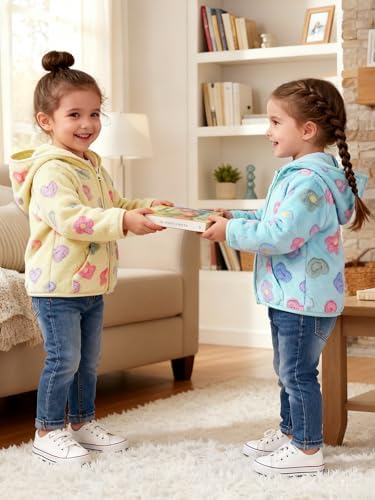 Toddler Baby Girl Fleece Jackets Fall Clothes Hooded Zip Fuzzy Coats - Image 3